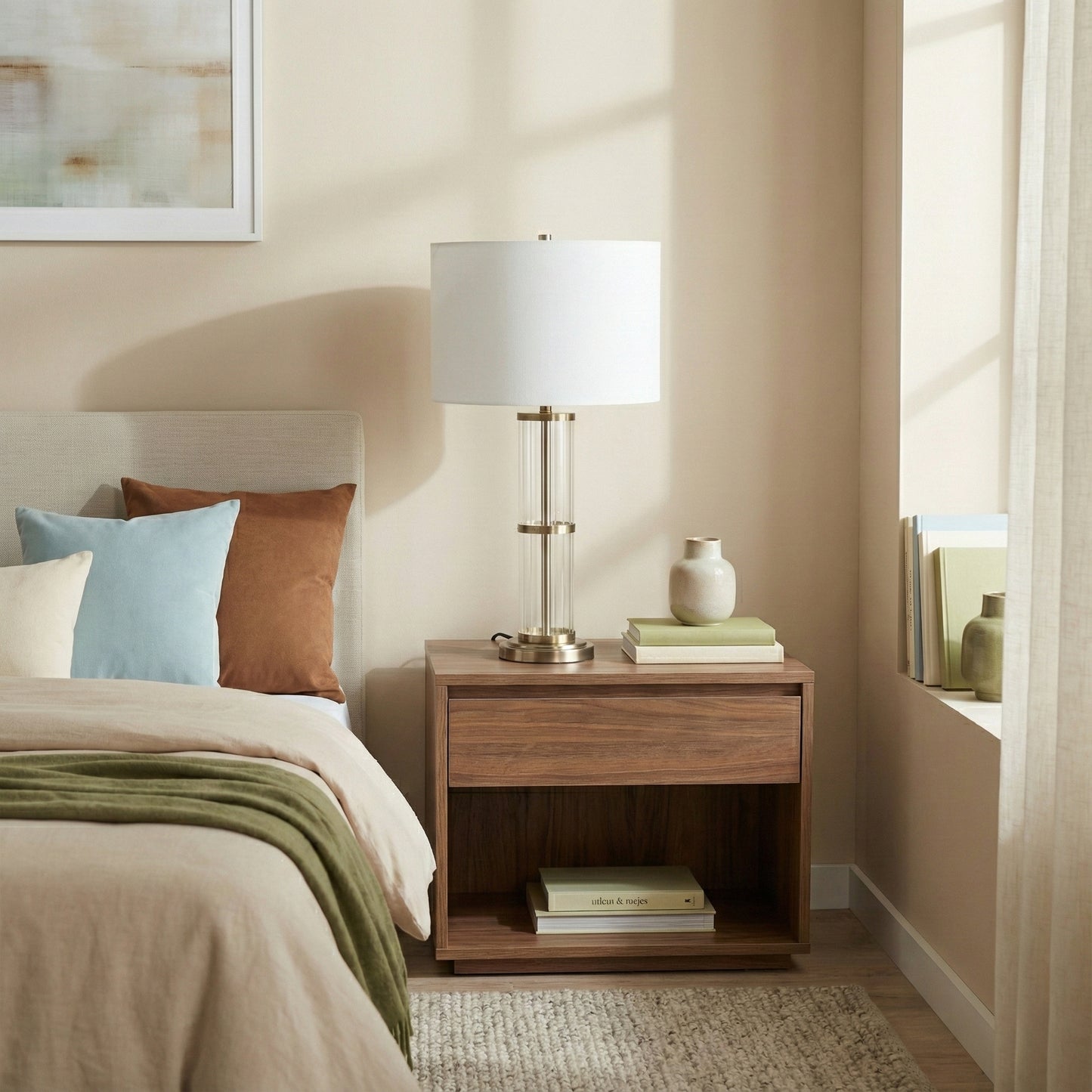 Echo Brushed Nickel Table Lamp With On Off Switch Clear Glass Body