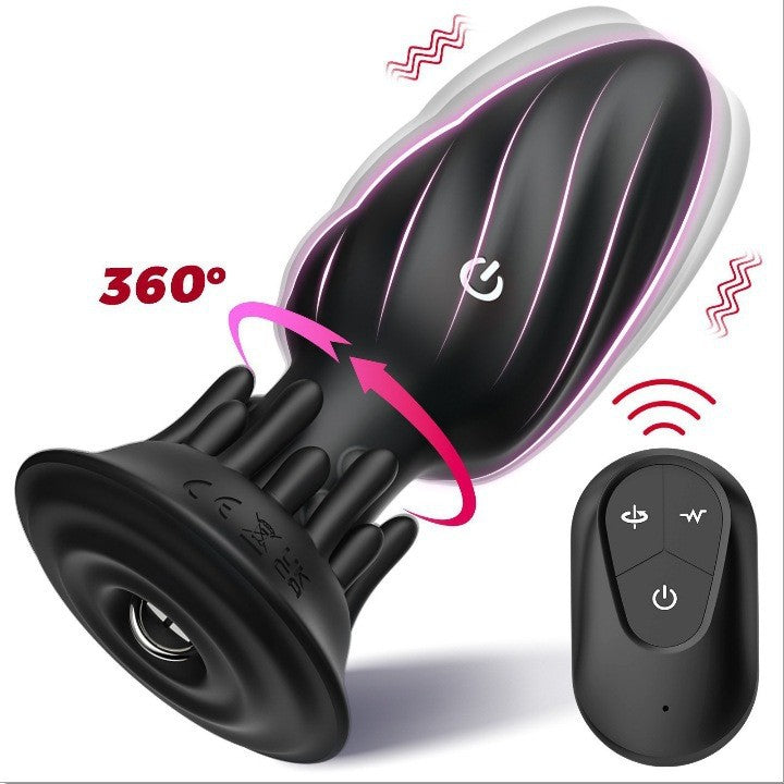 Rotating Vibrating Anal Plug with Lamp Wick Base - Adult Wellness Toy
