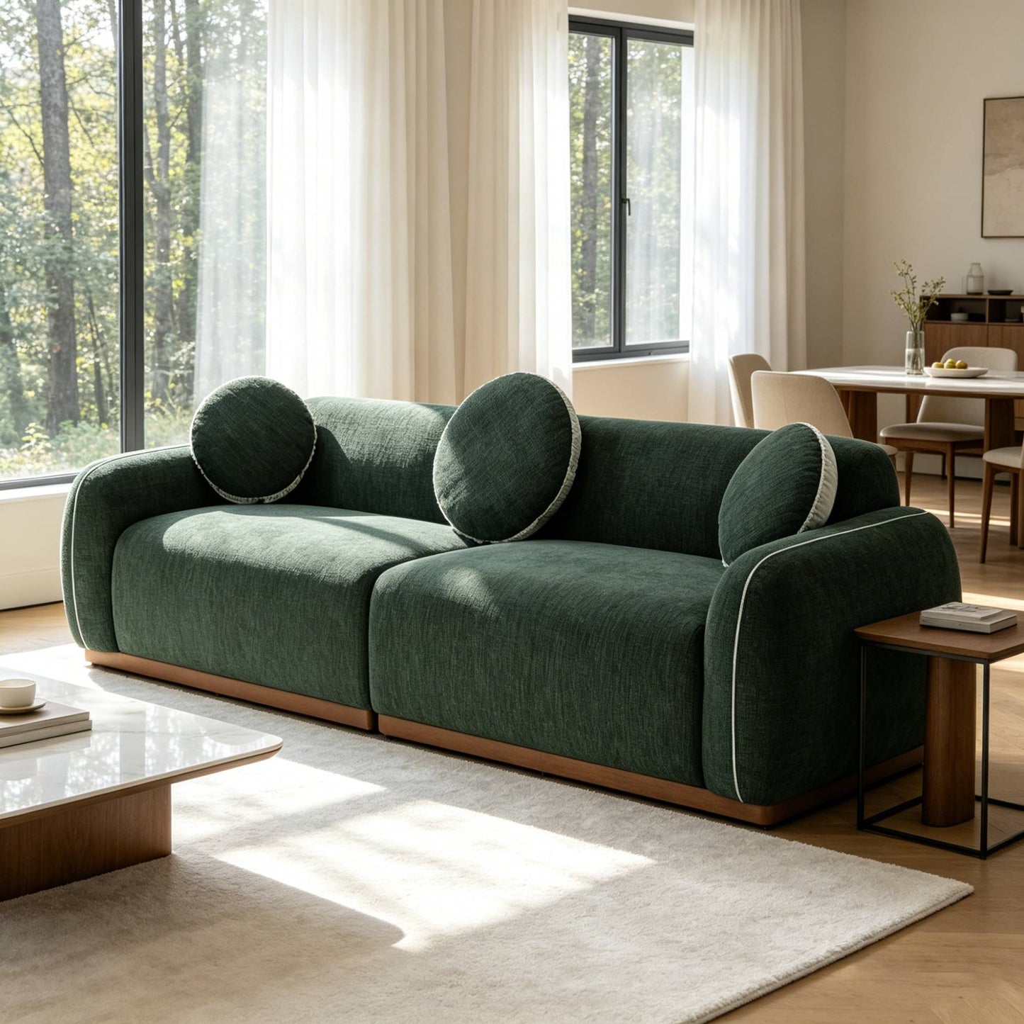 Modern Green Seater Sofa for Apartment Lounging & Gatherings