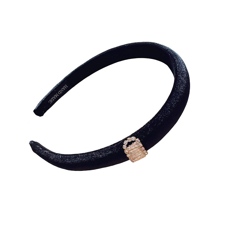 Velvet Headband with Rhinestones and Sponge Padding