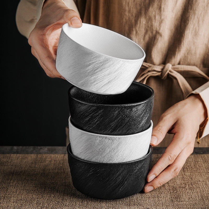 Ceramic Straight Body Rice Noodle Bowl Nordic Style Kitchen Storage Set