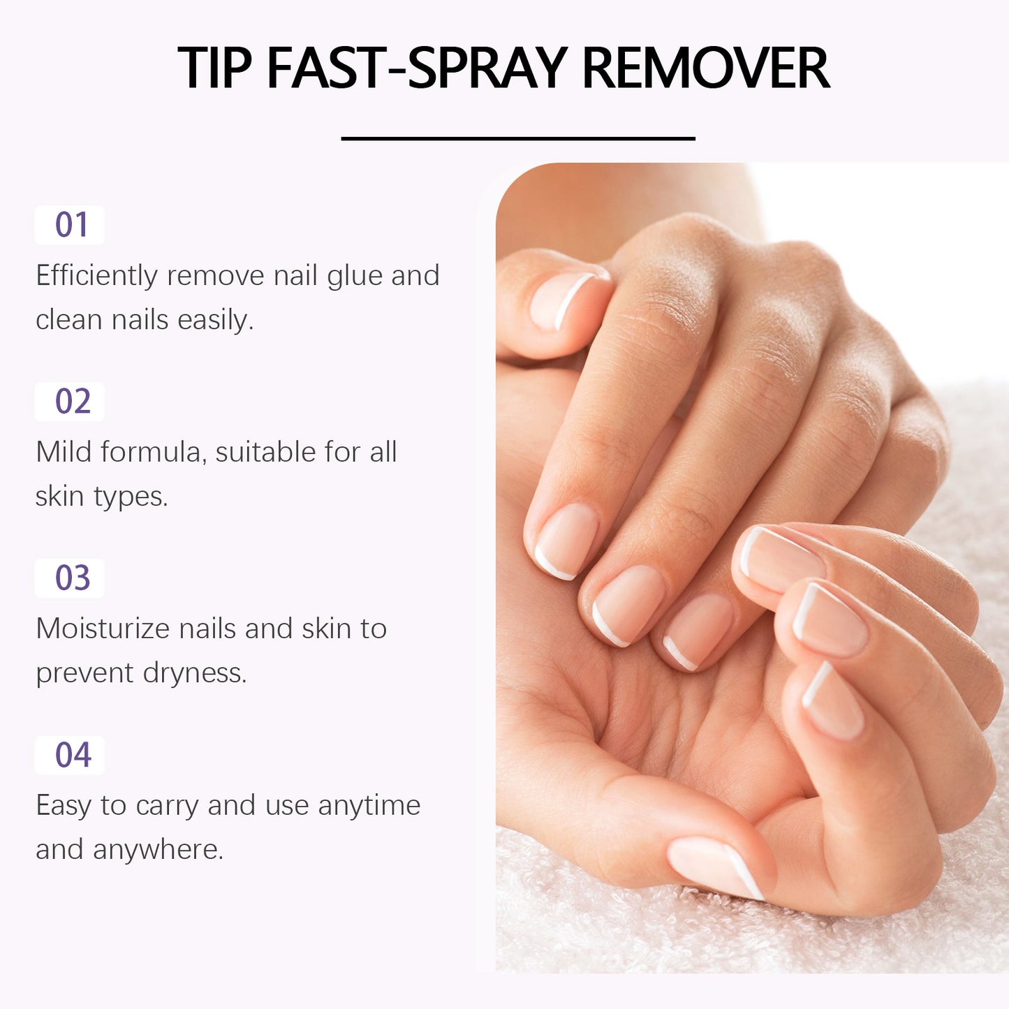 Gentle Nail Polish Remover Spray - Quick-Acting Nail Glue Dissolver