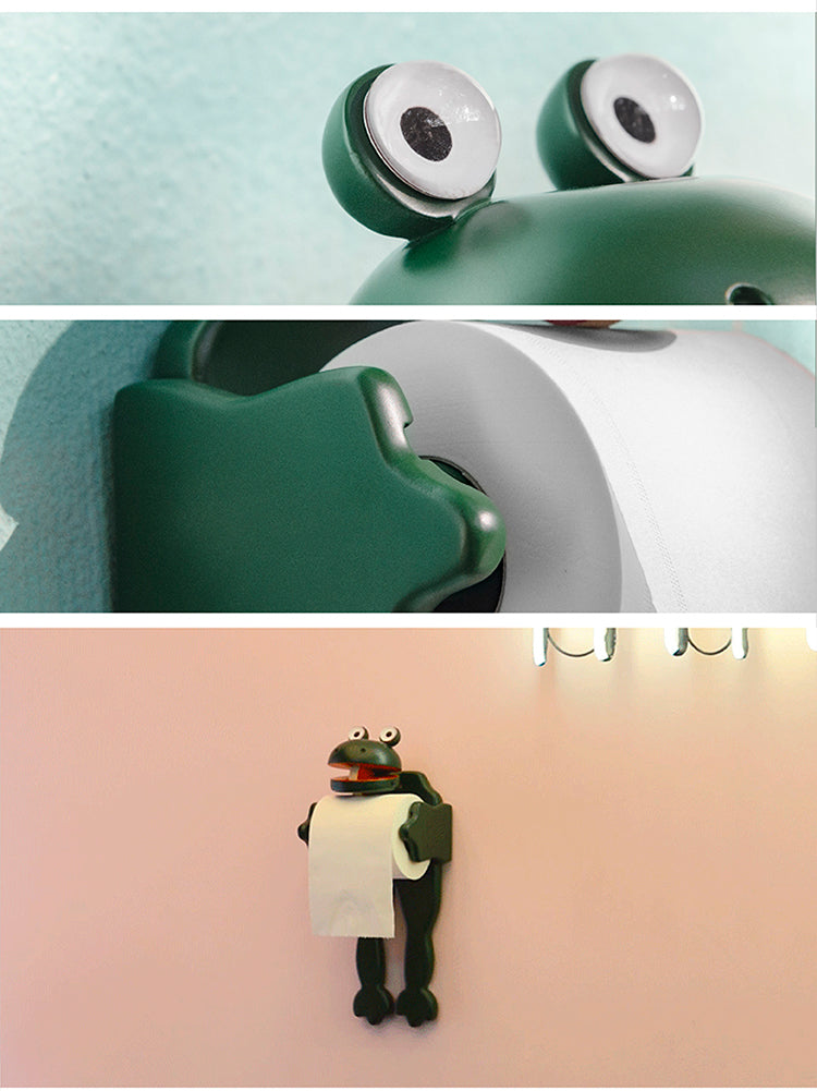 Frog Tissue Paper Holder - Solid Wood Bathroom Toilet Paper Dispenser