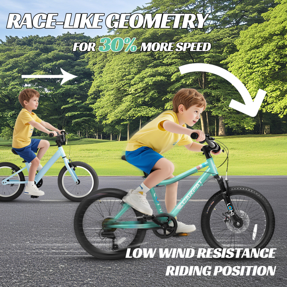 20 Inch Kids' Mountain Bike - 7 Speed, Steel Frame, Green