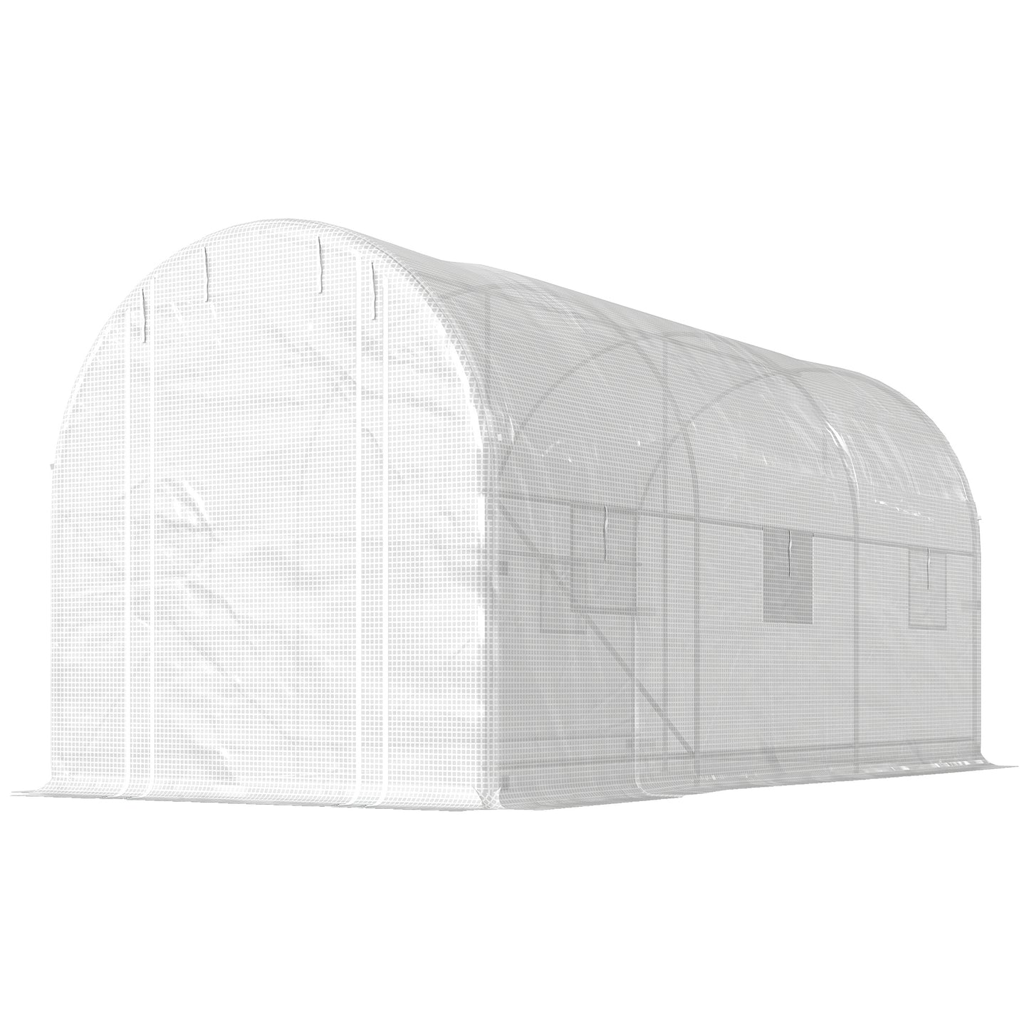 Walk-In Tunnel Greenhouse - Silver & White PE Cover
