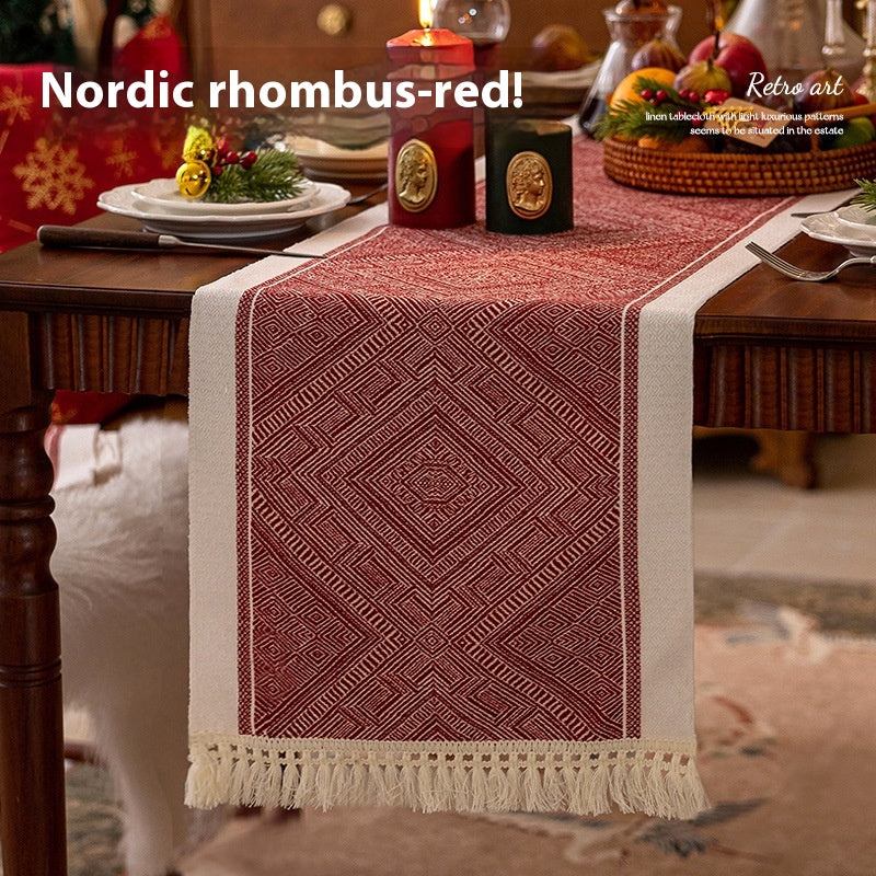 Cotton Linen Dining Tablecloth for Kitchen & Dining - Long Size