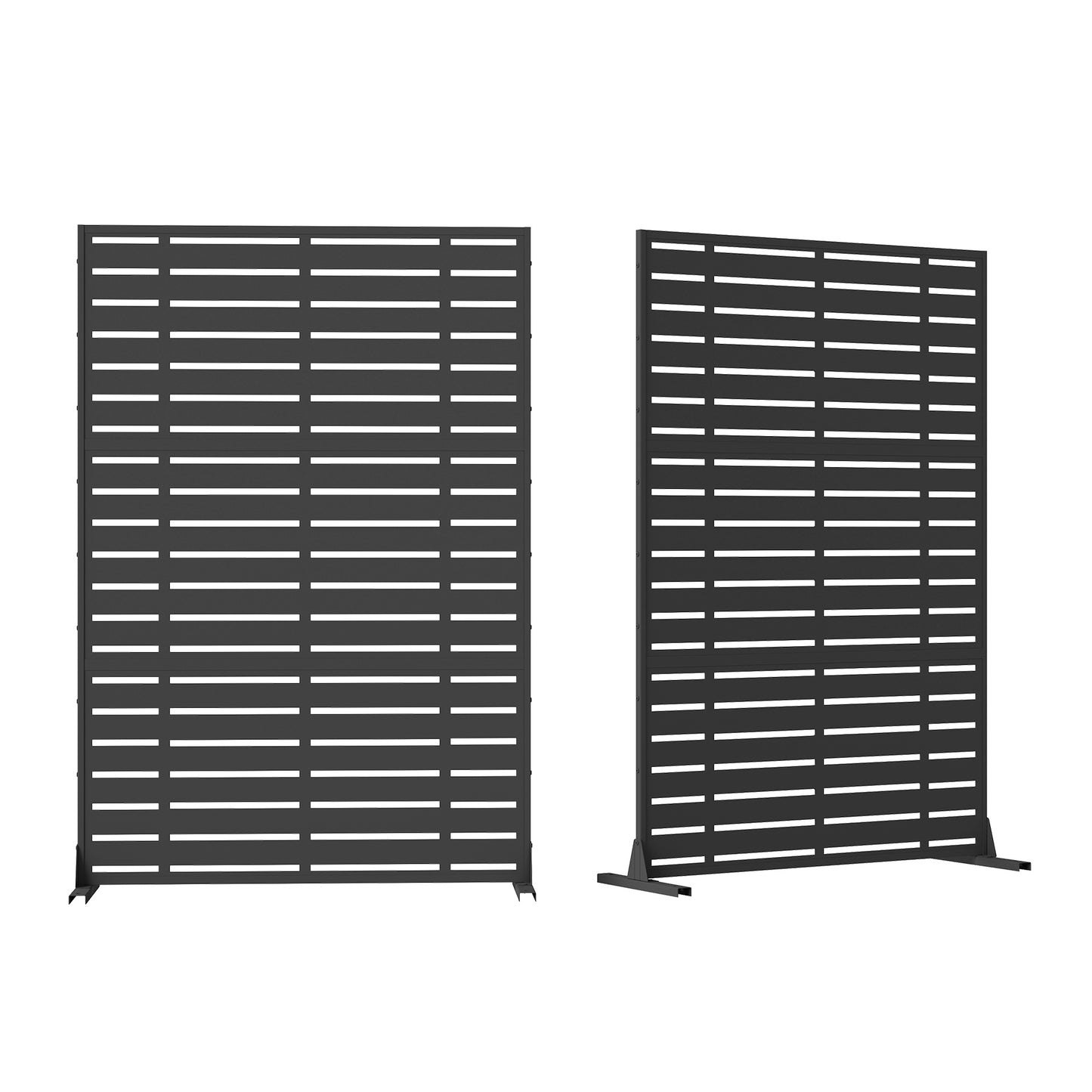 Outdoor Privacy Screen, Freestanding Patio Screen With Metal Frame &