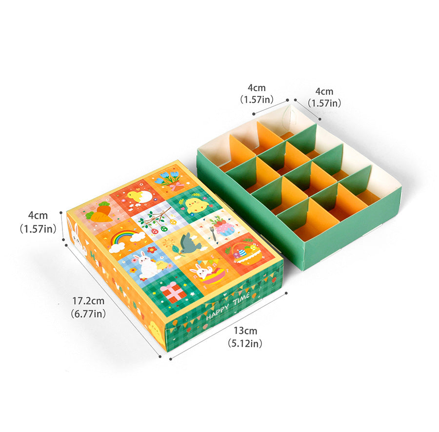 15-Piece Easter Advent Calendar Boxes - Bunny & Chick Patterns