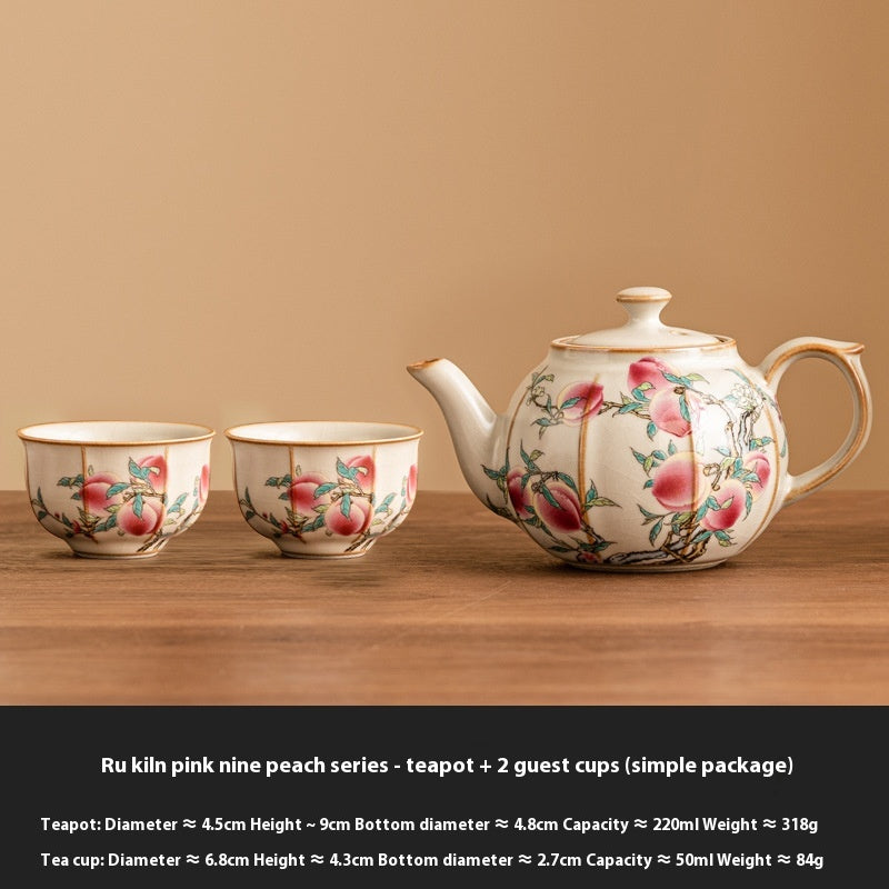 Pastel Ceramic Tea Set with Teapot and Cups - Chinese Style 220ml