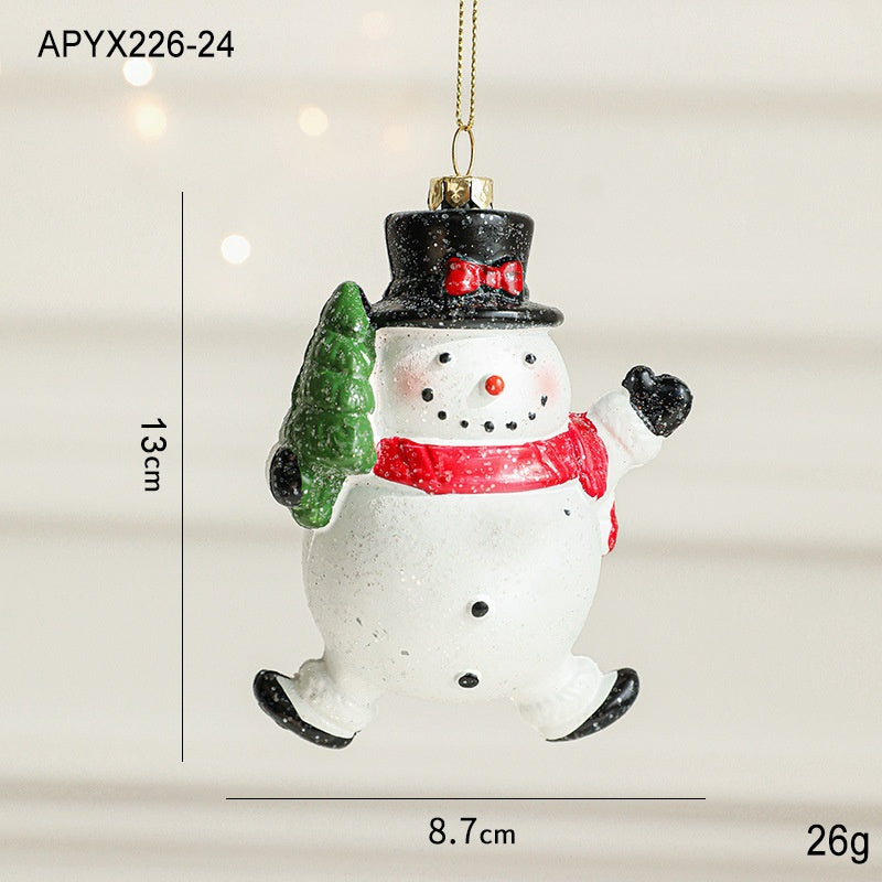 Christmas Tree Decorations Painted Plastic Ornaments Set - Holiday Decor