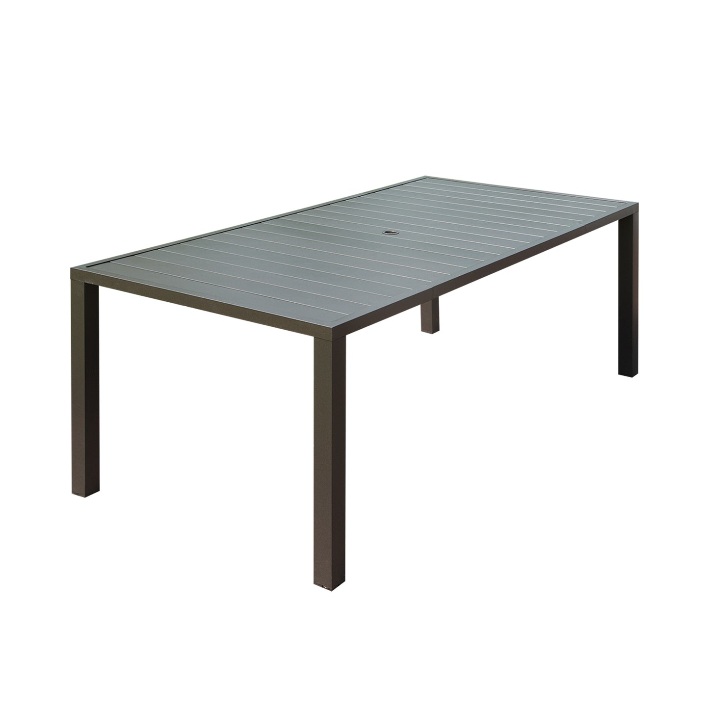 Outdoor Dining Table For 8 Person,Square Slatted Metal Patio Deck
