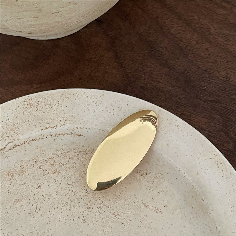 Metallic Alloy Hair Clips - Korean Style Textured Oval Barrettes for Hair Accessories