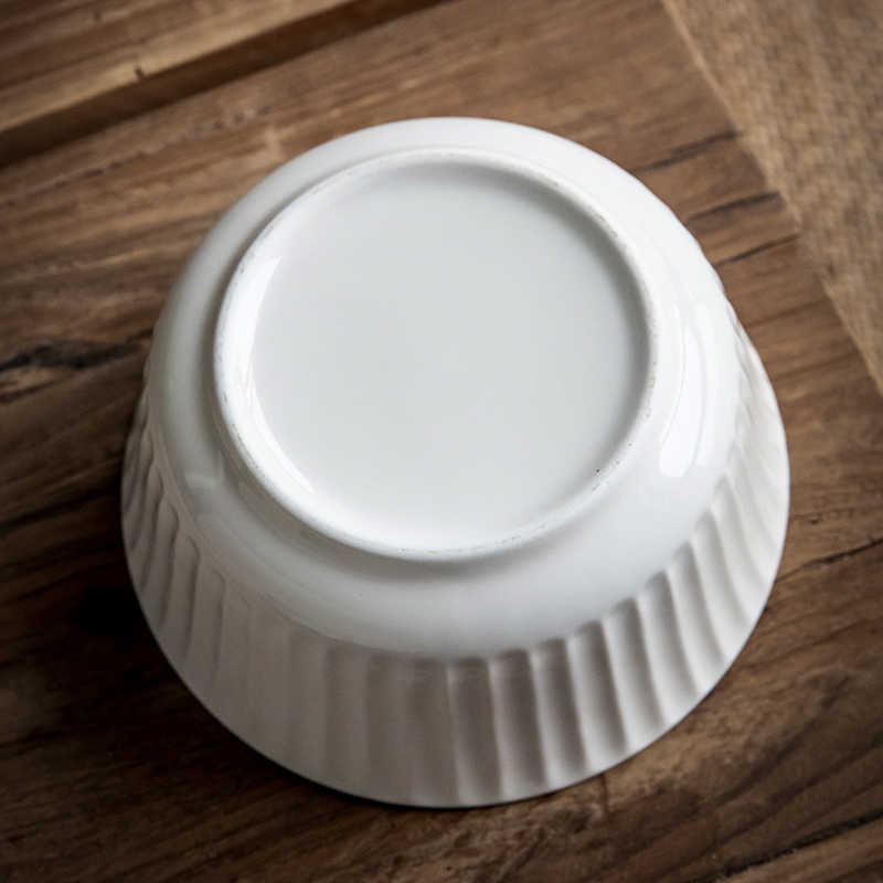 6-Inch Round Colored Glaze Ceramic Salad Bowl Set - White, 2 or 4 Pack