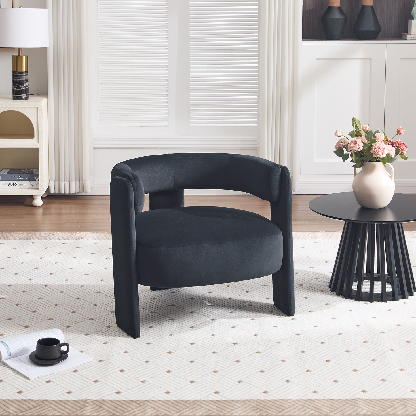 Modern Velvet Accent Chair - Comfy Single Sofa for Living Room