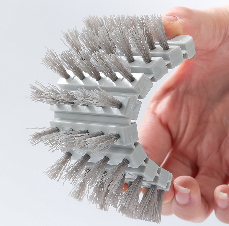 Flexible Fruit and Vegetable Cleaning Brush, Bent Design - White & Grey
