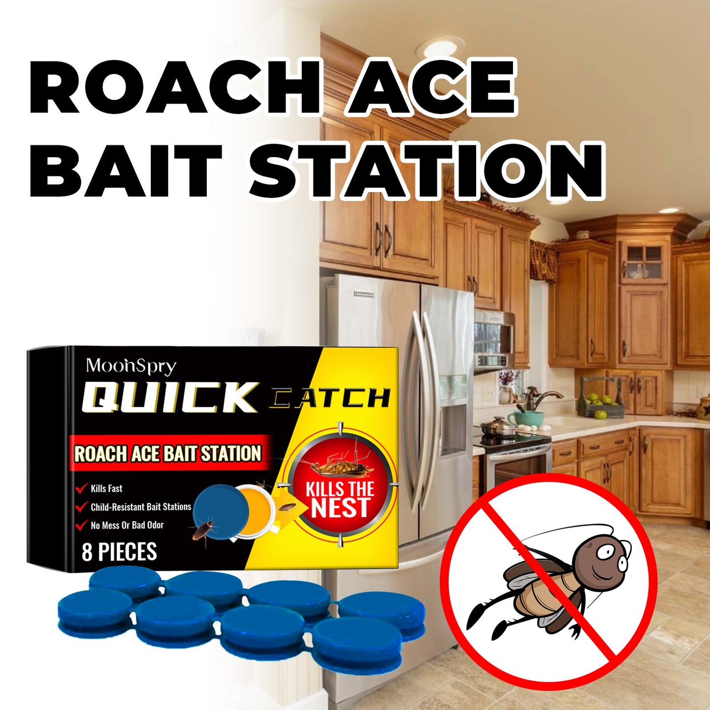 8pcs In 1box, Roach Killer Indoor Infestation, Bait Gel Traps