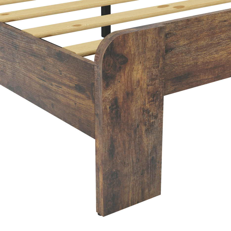 King Wood Bed Frame with LED Headboard, USB Ports & Storage