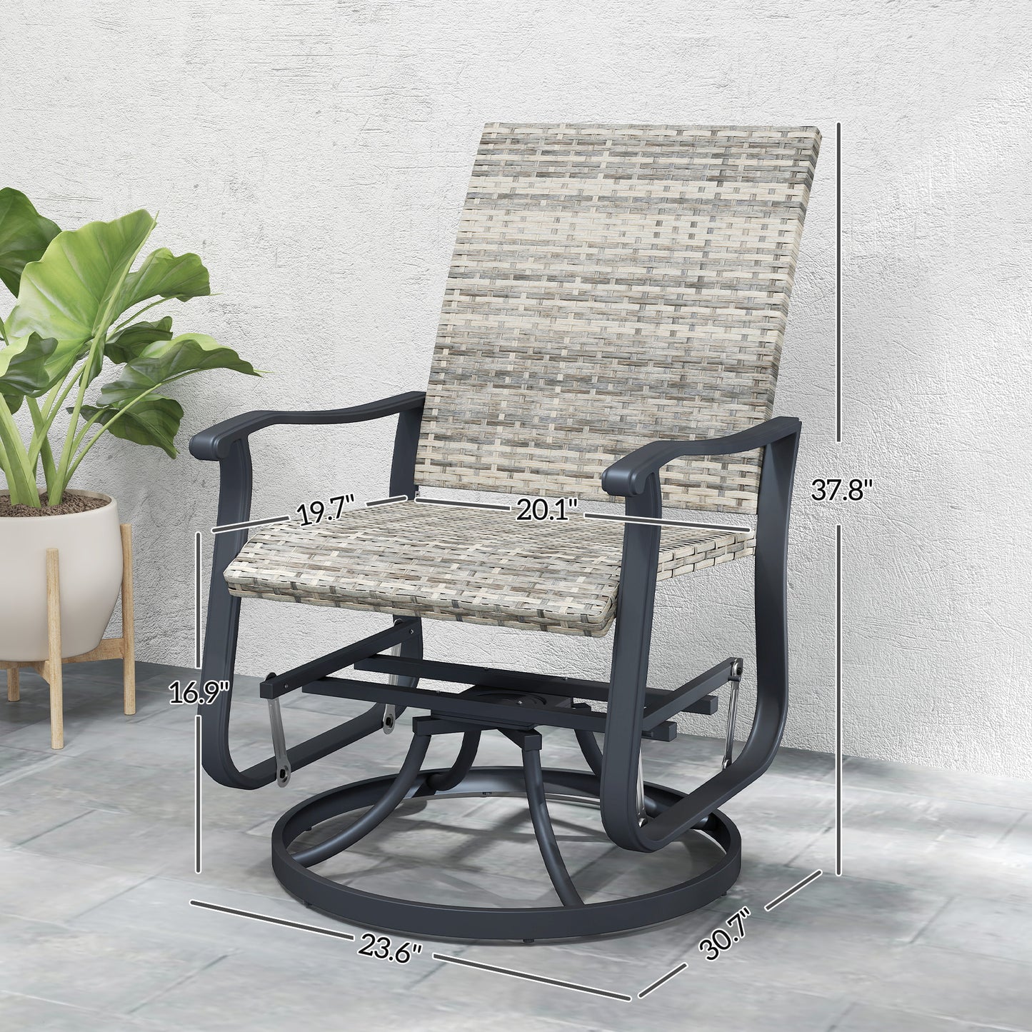 Outdoor Rattan Swivel Glider Chair Set of 2 - Yellow