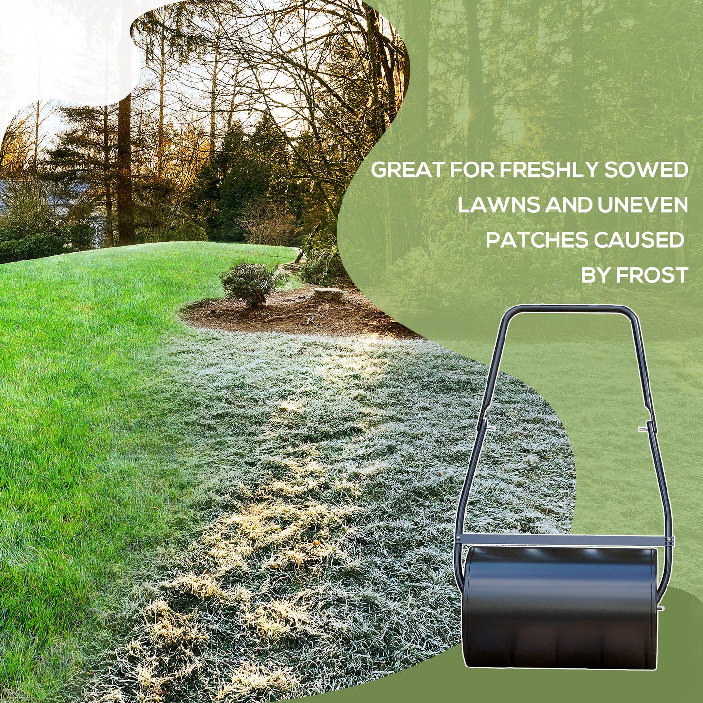 Heavy Duty Push Lawn Roller 38L Water/Sand Fill Garden Tool Black