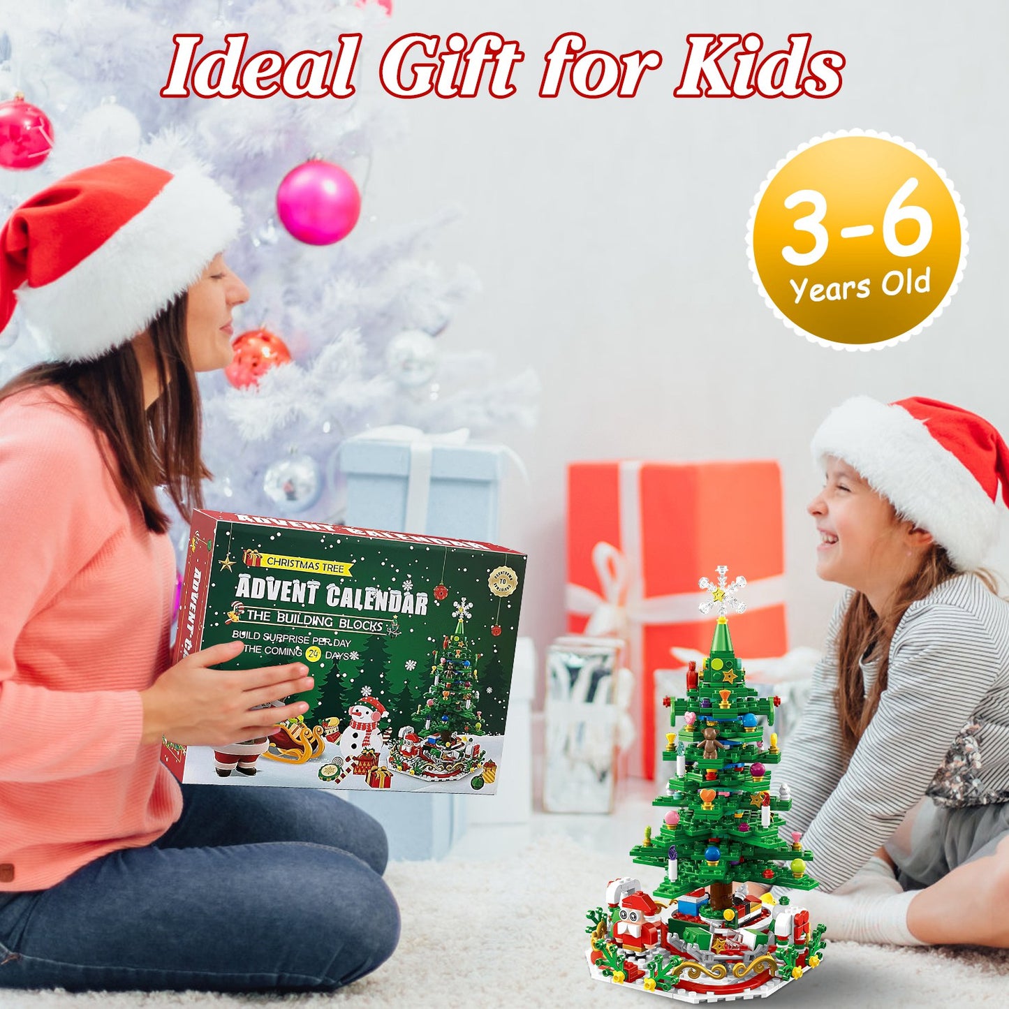 Christmas Tree Building Set with LED Lights - 24-Day Countdown