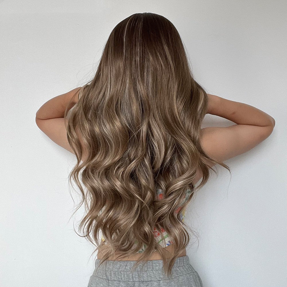 Medium Long Curly Synthetic Wig - Gradient Gray and Brown Hair