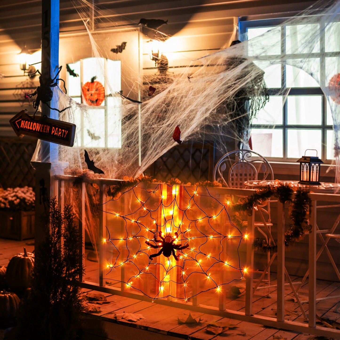 Halloween Spider Web Light with Remote Control - 70 LED, 8 Modes