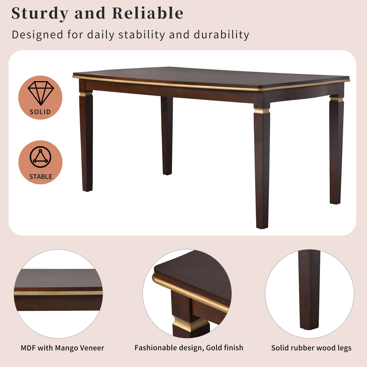 6 Piece Kitchen Dining Table Set, 60 Rectangular And 4 High-Back