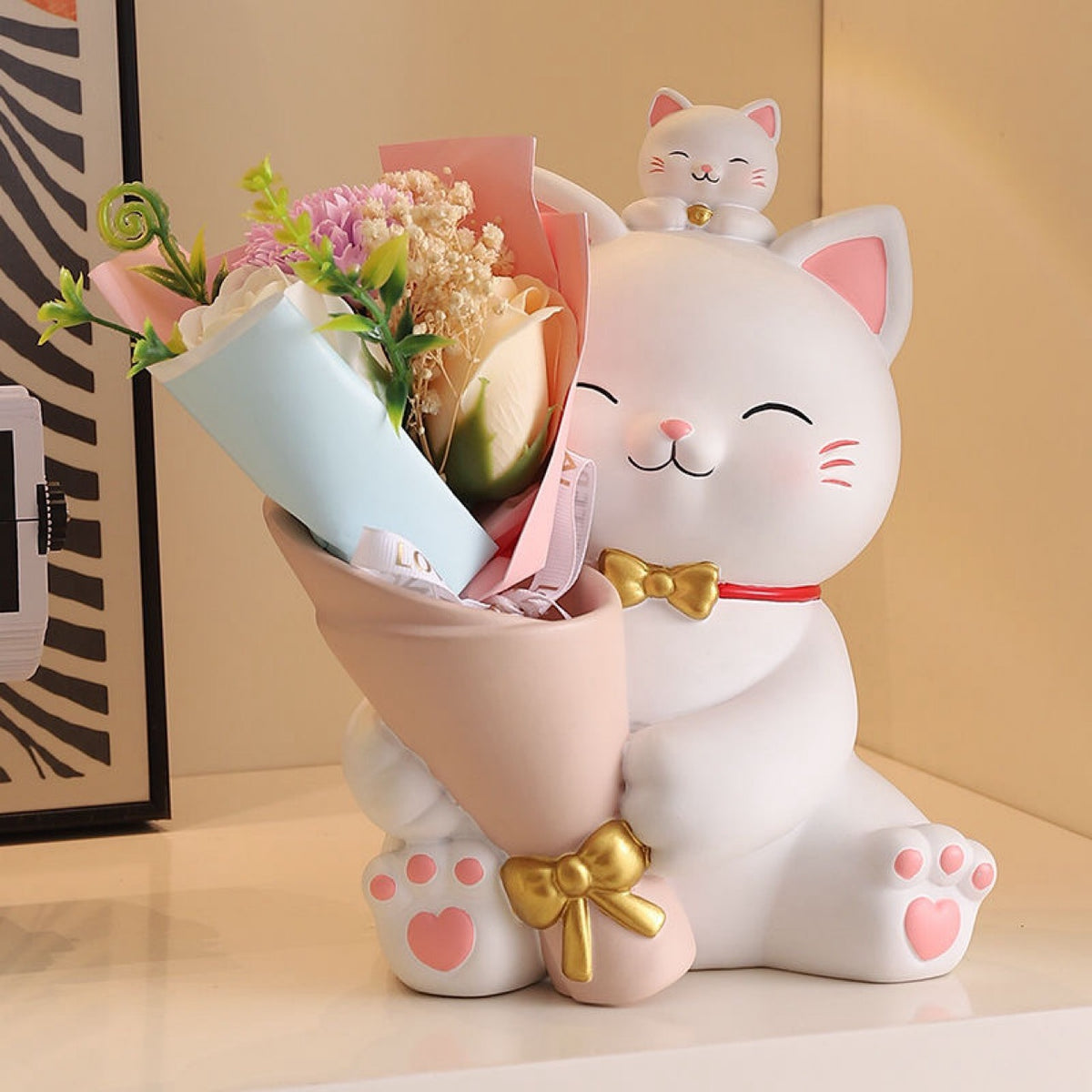 Lucky Cat Bouquet Home Decor Ornament - Living Room & Hallway Decoration