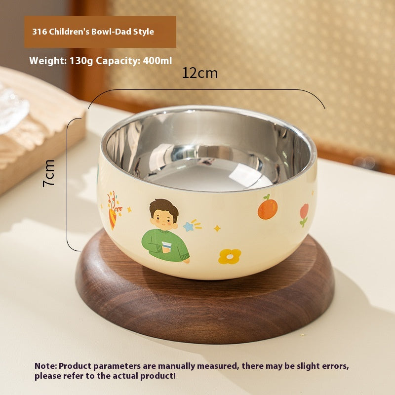 Children's Cartoon Stainless Steel Rice Bowl - Kids Dinnerware