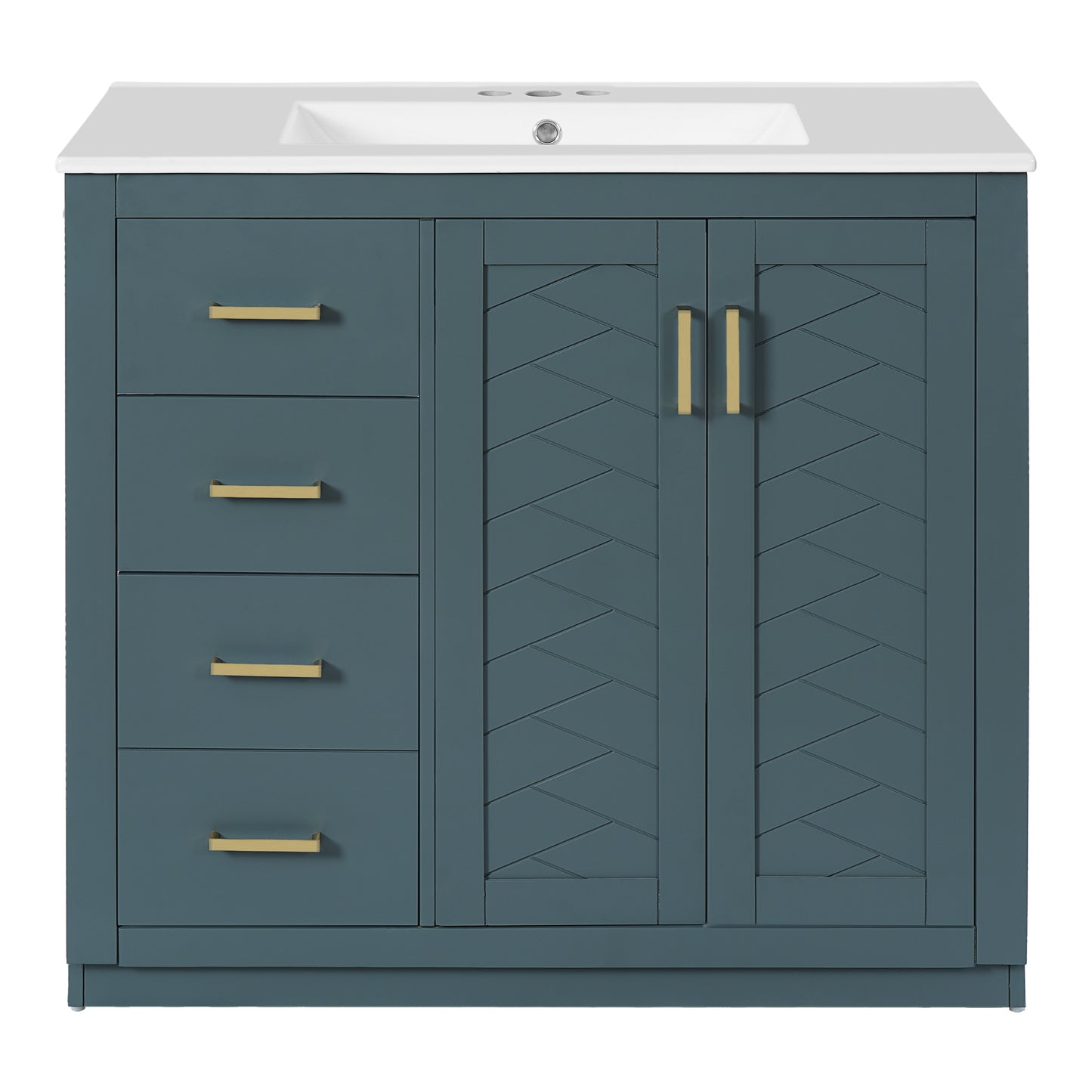 36-Inch Blue Bathroom Vanity with Ceramic Sink & Storage Cabinet