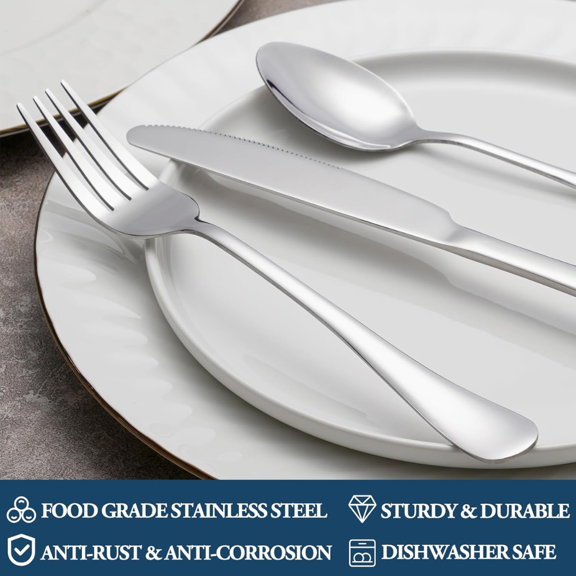 Dinner Forks Set of 16 - Food Grade Stainless Steel Silverware