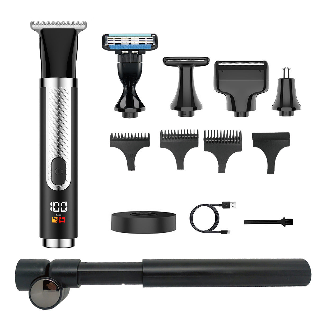 Multifunctional Men's Electric Shaver Trimmer Set - Black