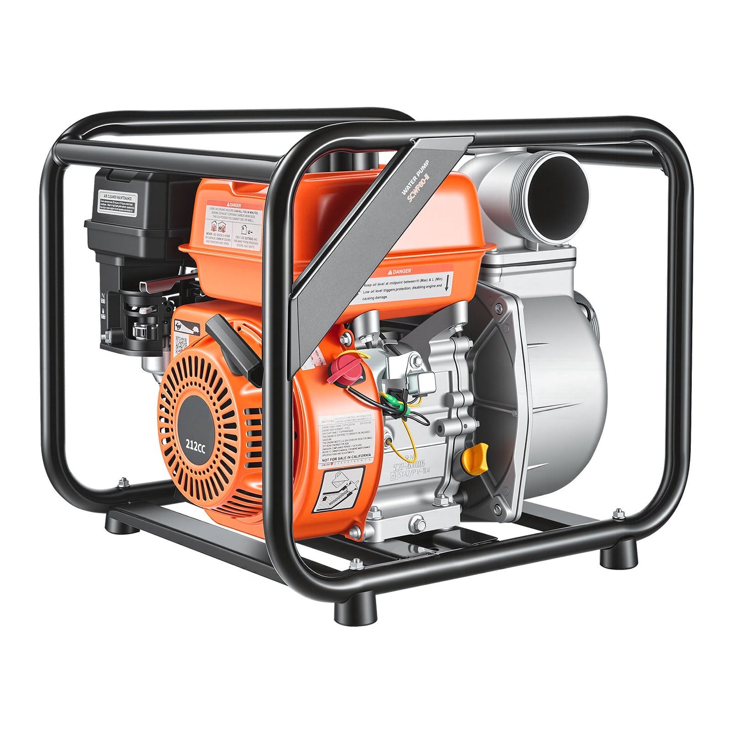 Gas Powered Water Pump 3 Inch 242 GPM 7HP Semi Trash Transfer Pump Portable