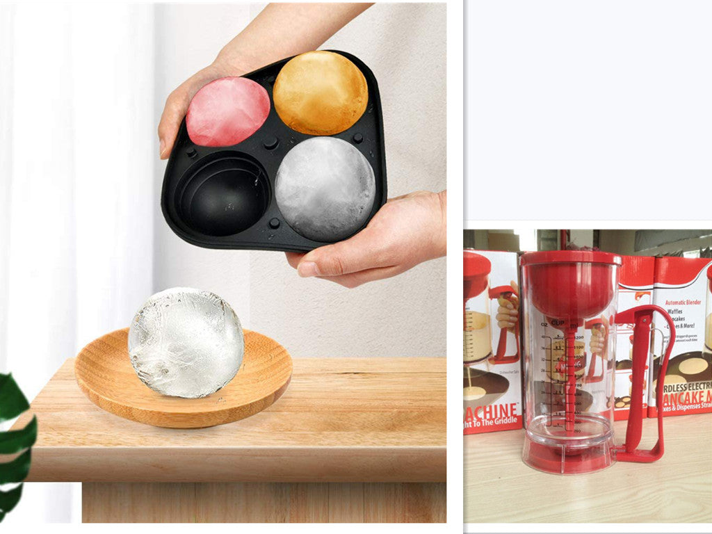 Silicone Ice Cube Tray for Whiskey and Frozen Drinks - 4 or 6 Balls Sets