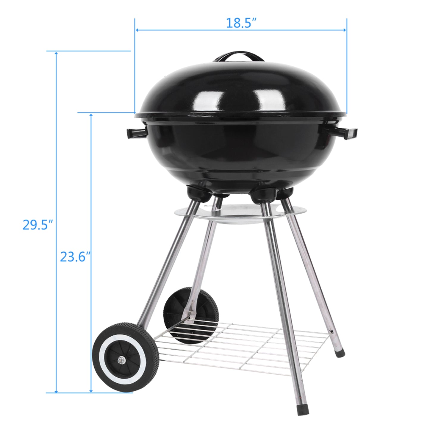 18-Inch Charcoal Grill with Spherical Design - Black