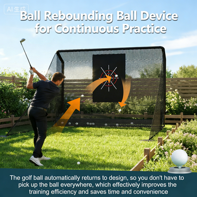 Golf Practice Net 10x7ft with Auto Ball Return & Side Barriers