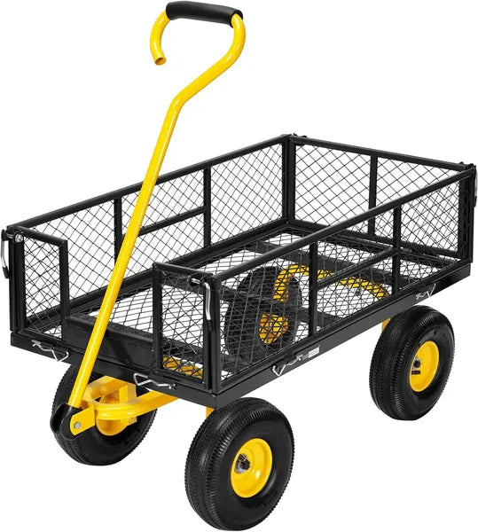 Heavy Duty Garden Cart - 1100 Lbs Steel Utility Wagon with Folding Design