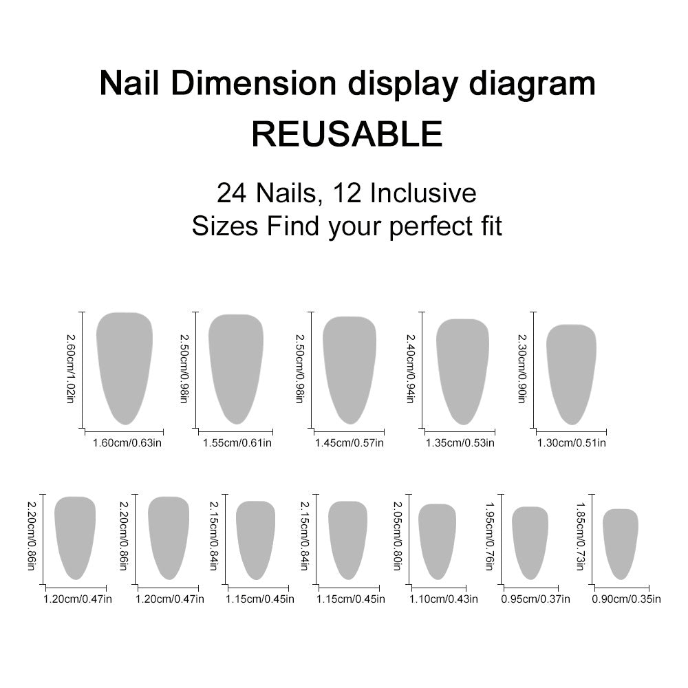 Blue Almond-Shaped Matte Nail Tips with Diamond Accents - Detachable, Easy Wear