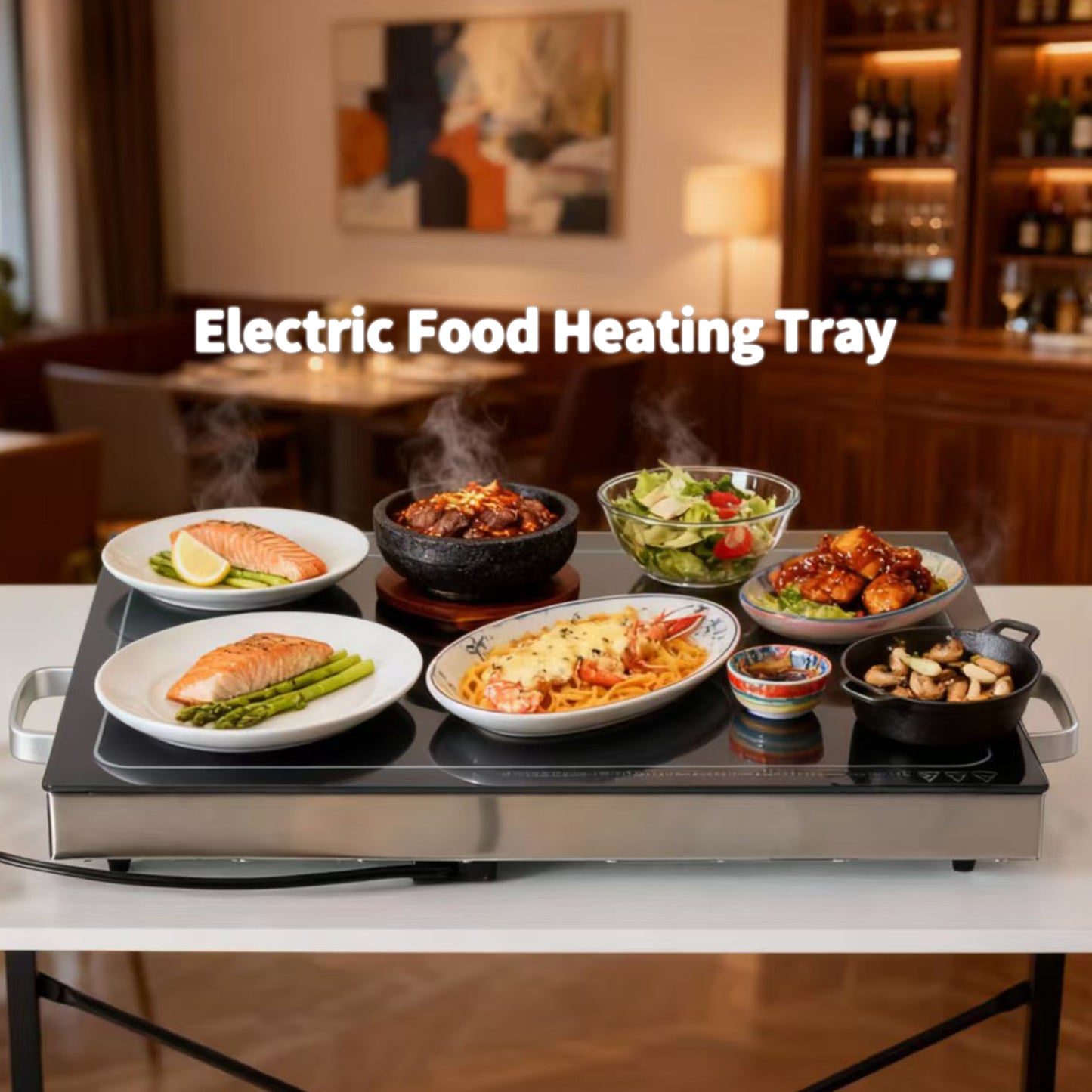 Electric Food Warming Tray with Adjustable Temperature - 22in