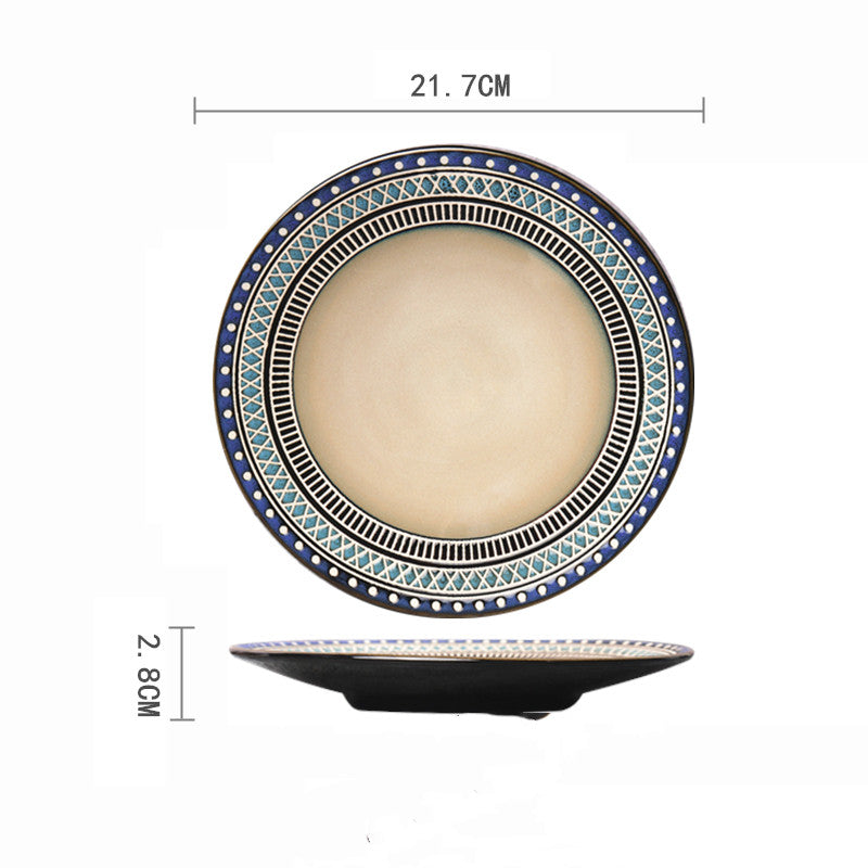 Ceramic Hand-Painted Western Style Breakfast Plate 8 Inch Microwave Safe