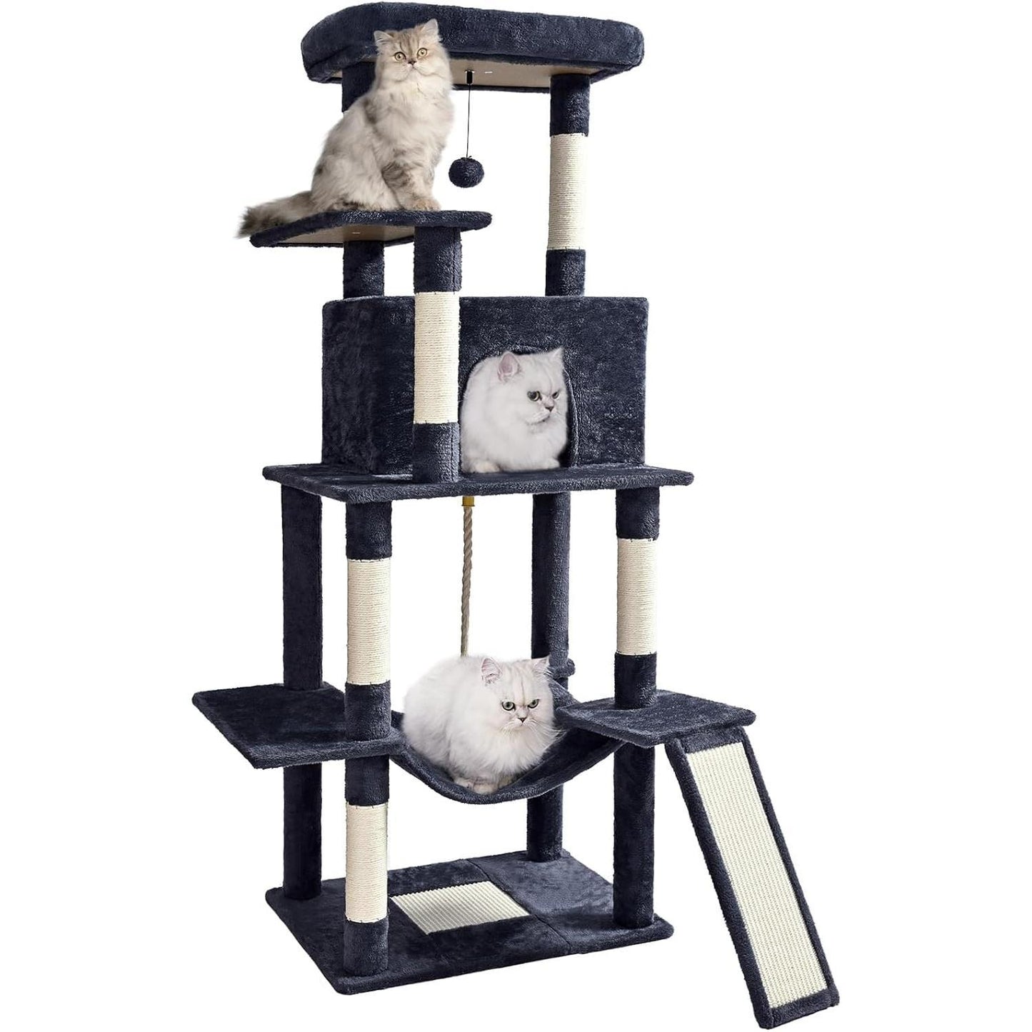 Multi-Level Cat Climbing Tree with Sisal Scratch Post and Resting Areas - 63 Inch