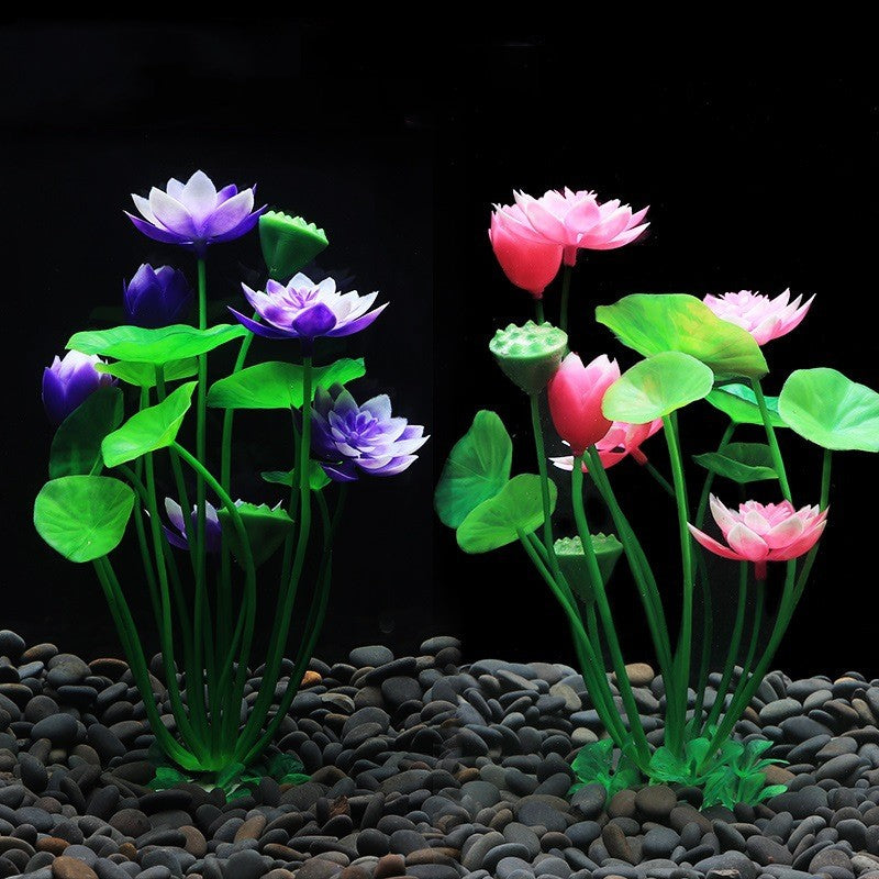 Waterproof Aquarium Water Plants Lotus Decorations for Fish Tank Landscaping