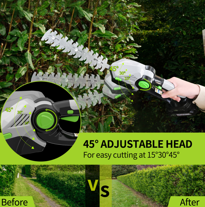 Cordless 2-in-1 Hedge Trimmer and Grass Shears Kit - 21V Battery Power Tool