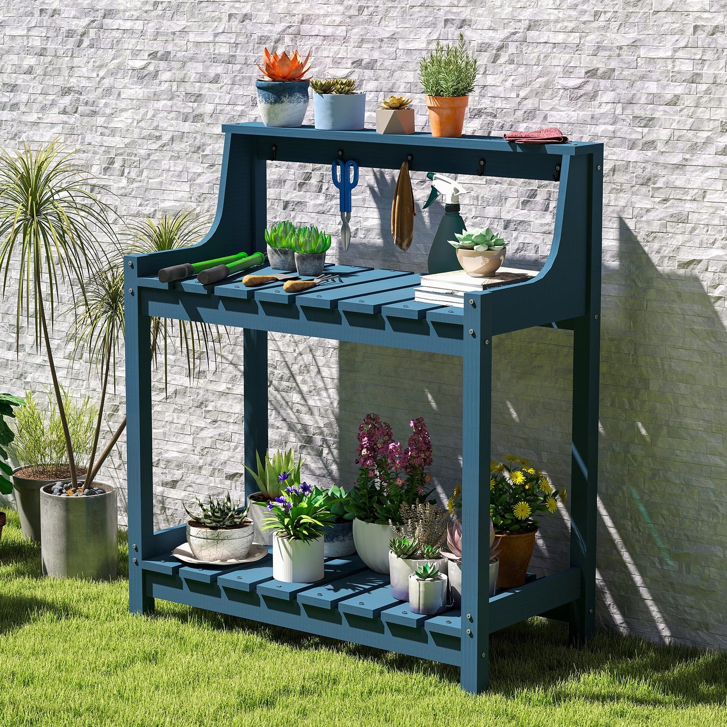 Potting Benches For Outside, HDPE Garden Table All Weather, Outdoor