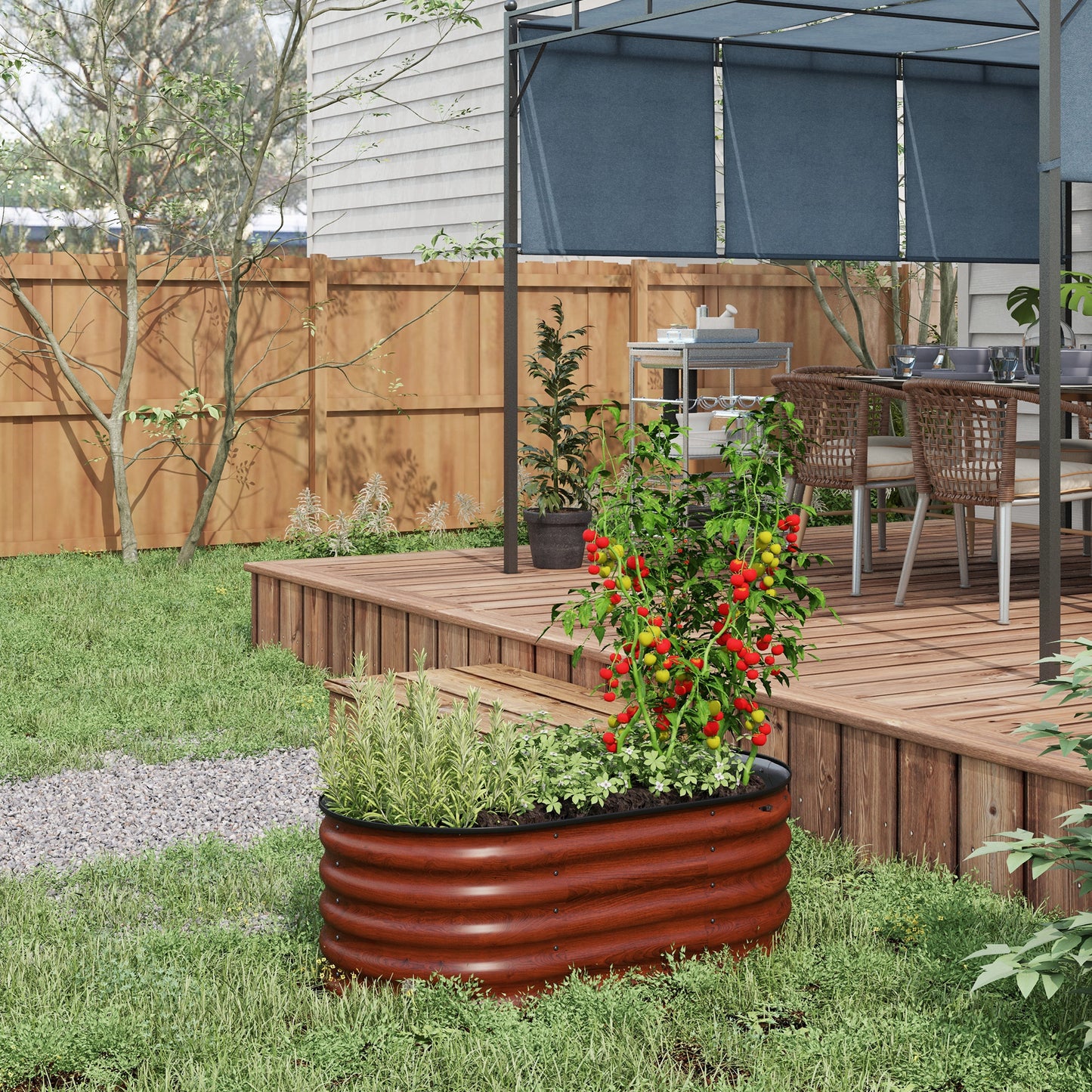 Galvanized Raised Garden Bed Kit - Metal Planter Box with Safety Edging, Brown - 41.25 x 23.5 x 16.5 Inches