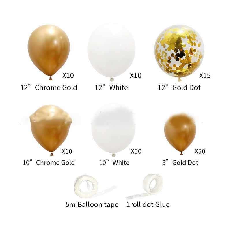 White Gold Latex Balloon Set for Wedding and Party Decorations