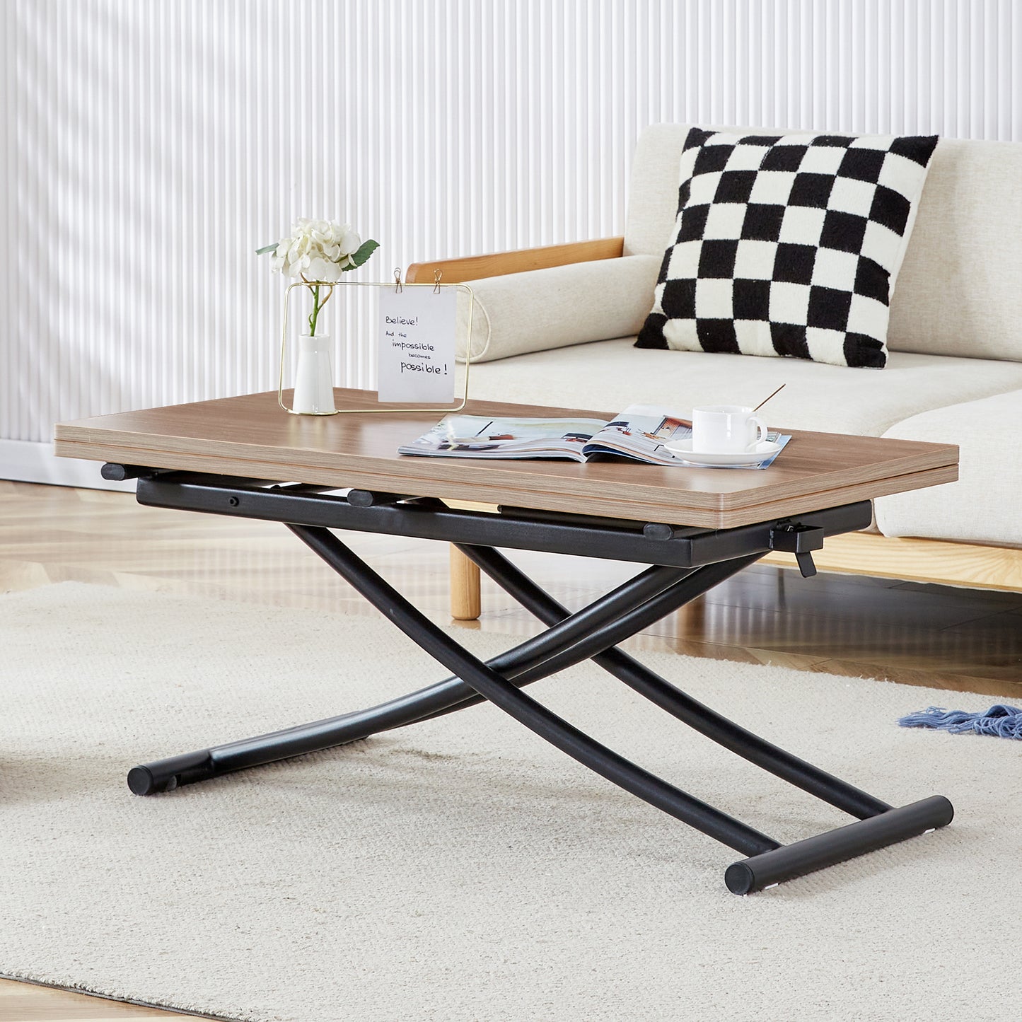 Modern Minimalist Multifunctional Lifting Table, With A 0.8-inch Wood