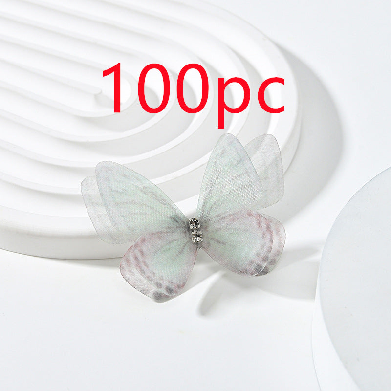 Double Layer Mesh Butterfly Jewelry Headdress with Floral Print - DIY Handmade