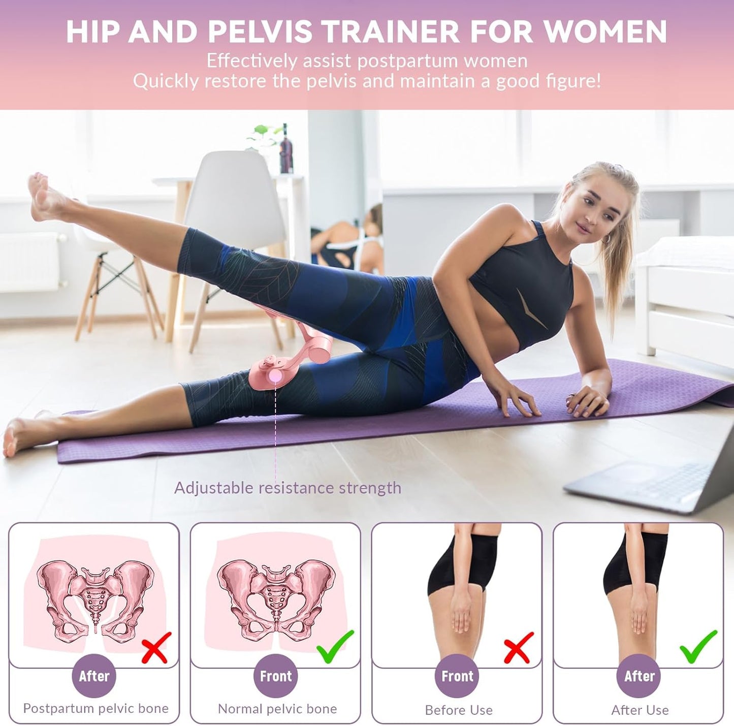 Leg and Hip Trainer - Inner Thigh Toner for Home Workouts