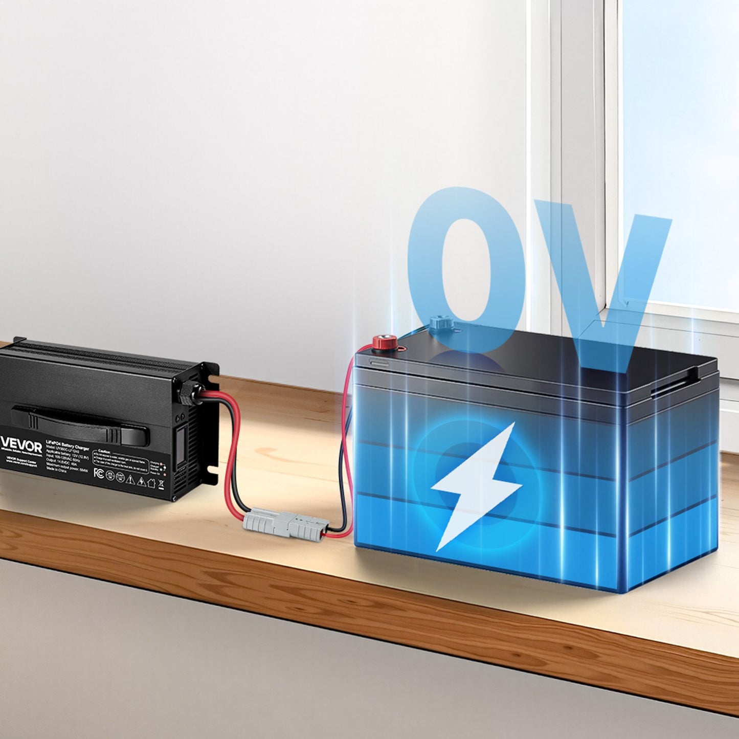 12V 40A Lithium Battery Charger for RV, LiFePO4 Battery, 14.6V Smart Charger